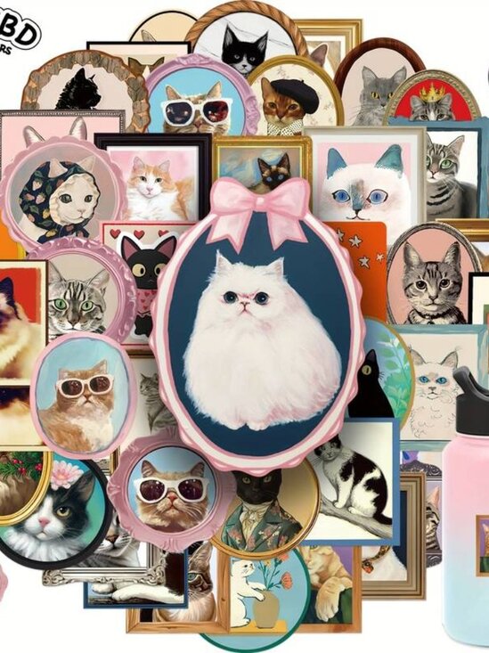Other - Kitty Cats in Vintage Frames Stickers (25 Piece) SO SO SO CUTE!